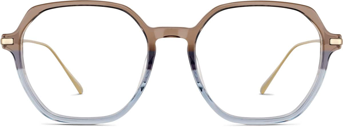 Front view of Geometric Glasses 7837515 in Brown