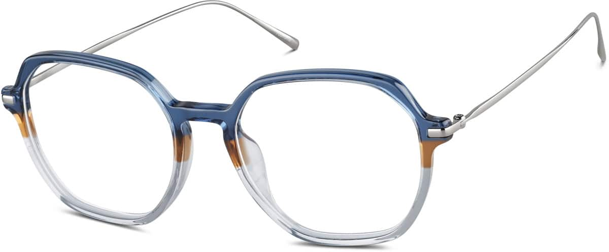 Angle view of Geometric Glasses 7837516 in Blue