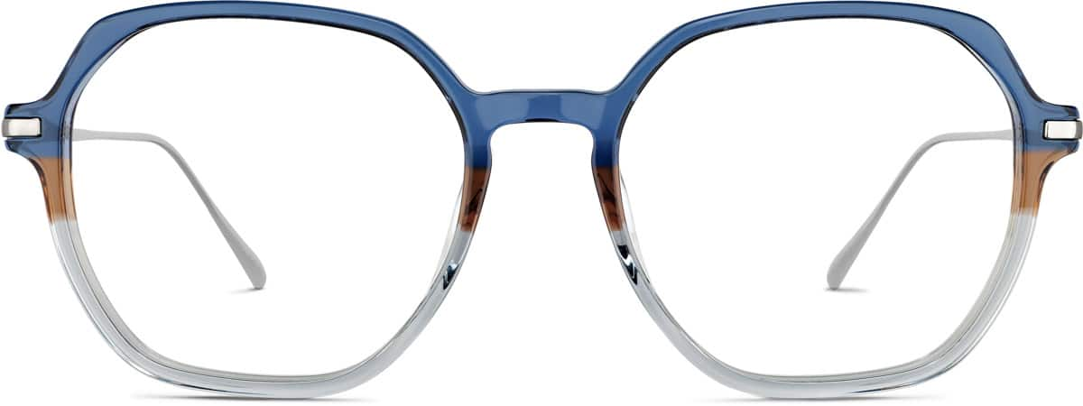 Front view of Geometric Glasses 7837516 in Blue