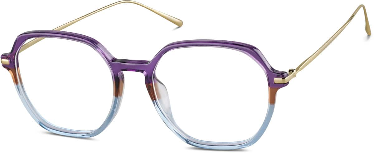 Angle view of Geometric Glasses 7837517 in Purple