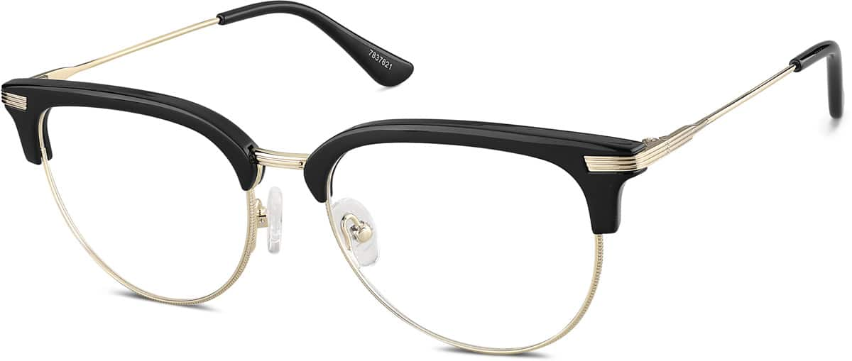 Angle view of Browline Glasses 7837621 in Black