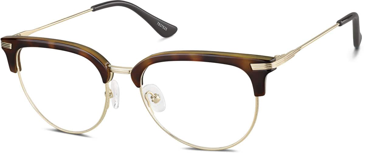 Angle view of Browline Glasses 7837625 in Tortoiseshell/Gold