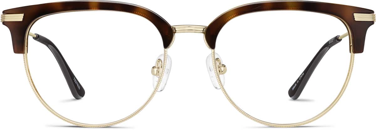 Tortoiseshell/Gold Browline Glasses #7837625 | Zenni Optical