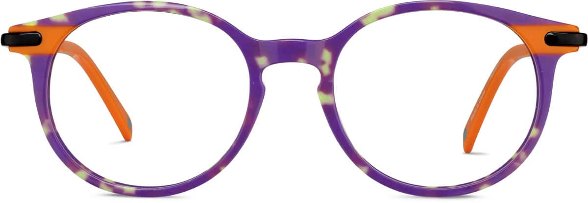 Front view of Kids' Round Glasses 7837917 in Purple