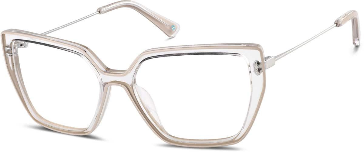 Angle view of Premium Cat-Eye Glasses 7838033 in Cream