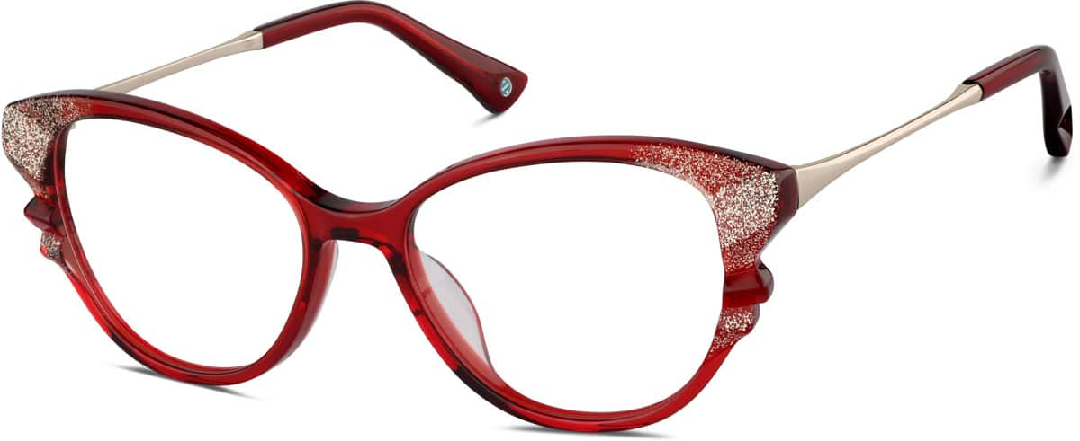 Angle view of Premium Cat-Eye Glasses 7838218 in Red