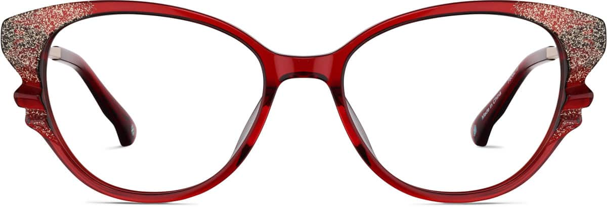 Front view of Premium Cat-Eye Glasses 7838218 in Red