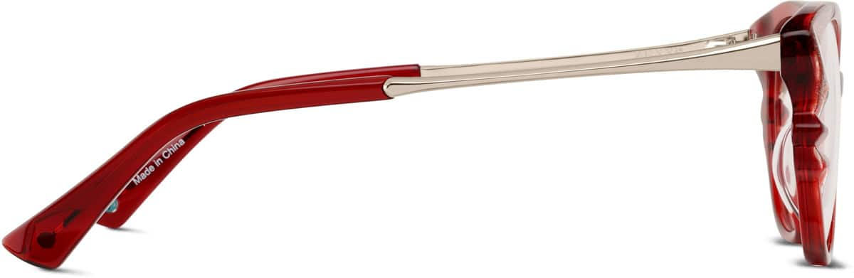 Side view of Premium Cat-Eye Glasses 7838218 in Red