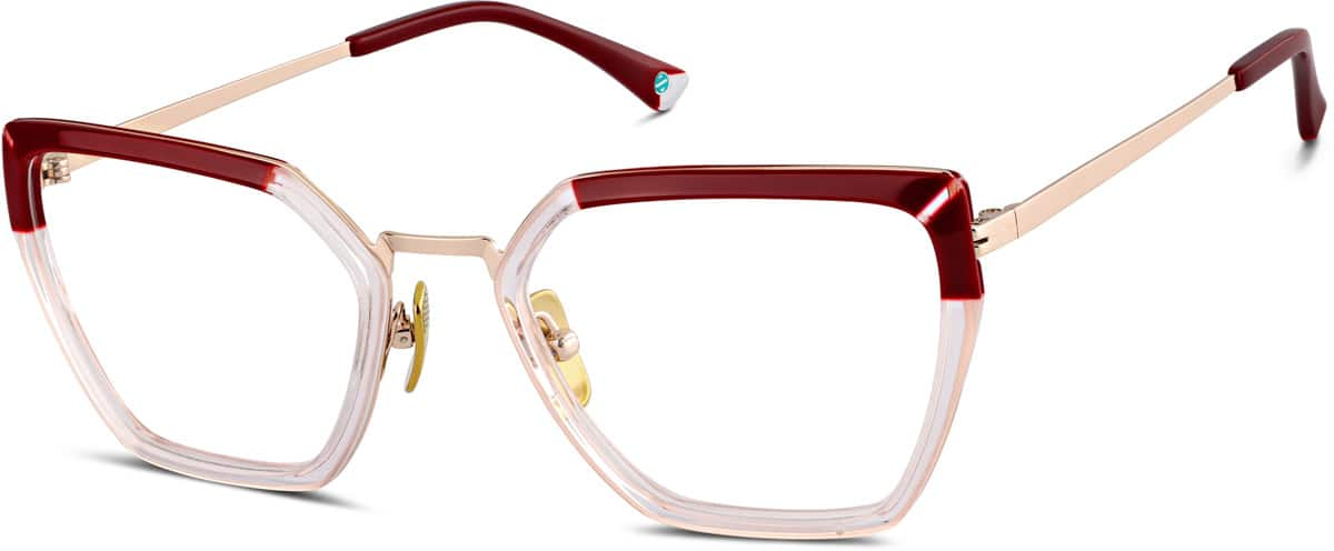 Angle view of Premium Geometric Glasses 7838318 in Red