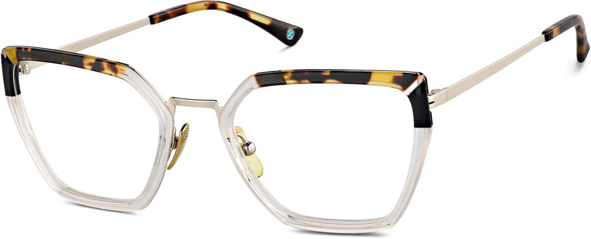 Angle view of Premium Geometric Glasses 7838325 in Tortoiseshell