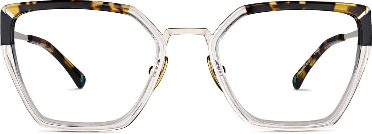 Front view of Premium Geometric Glasses 7838325 in Tortoiseshell