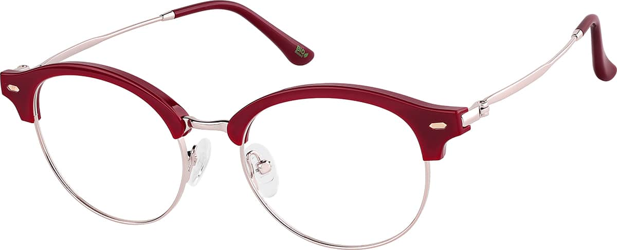 Angle view of Browline Glasses 7839518 in Red