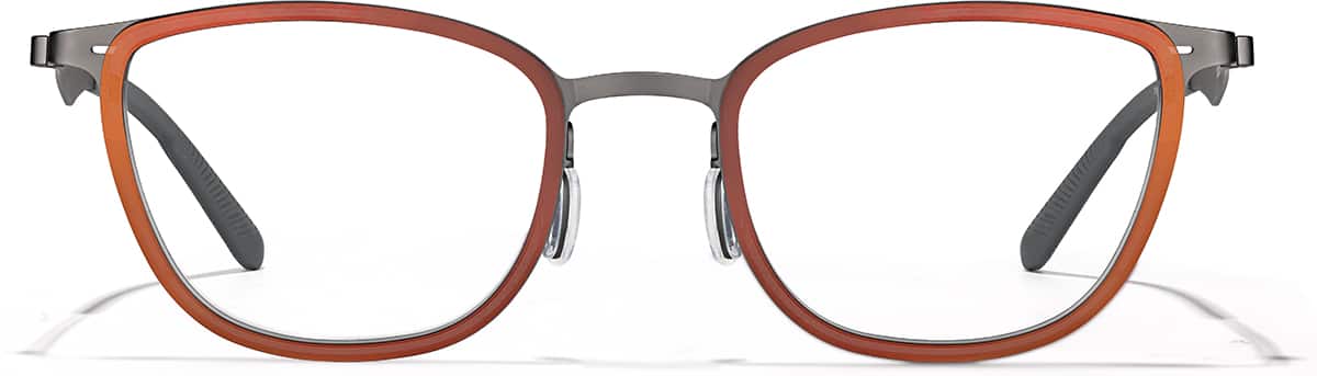Front view of Rectangle Glasses 7842618 in Red