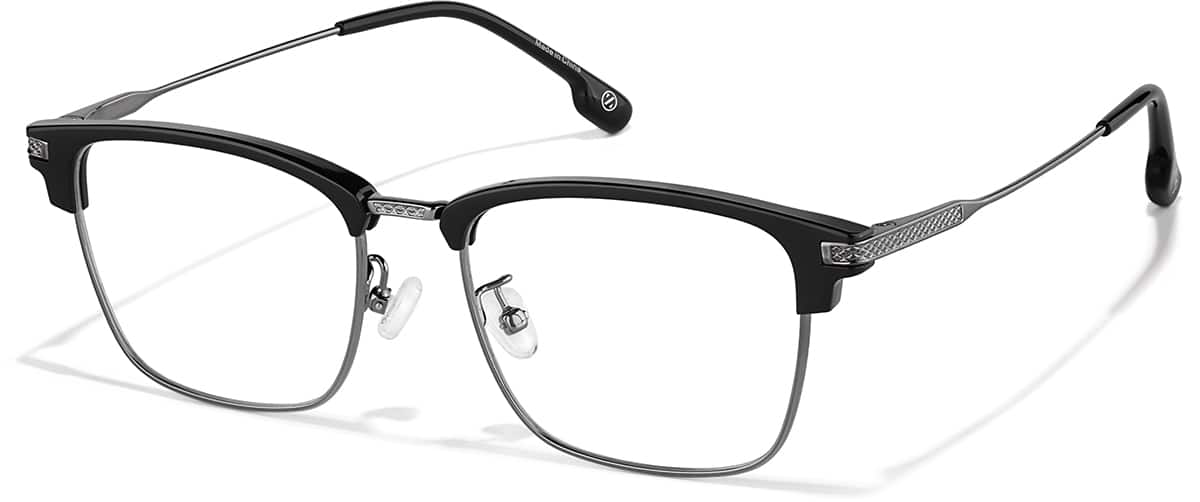 レオキチン Black Capricorn Browline Eyeglasses #7843421 | Zenni Optical