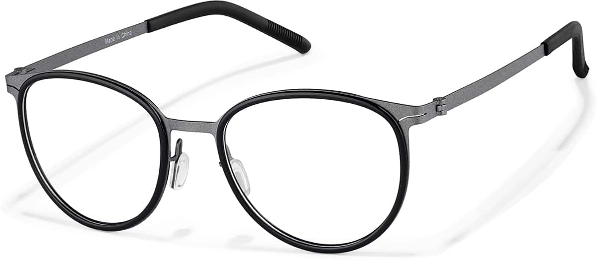 Black and Gray Round Glasses #7843521 | Zenni Optical