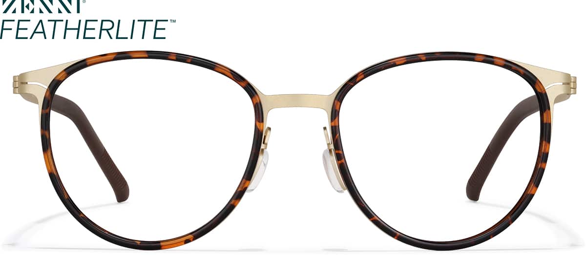 Tortoise and Gold Round Glasses #7843525 | Zenni Optical