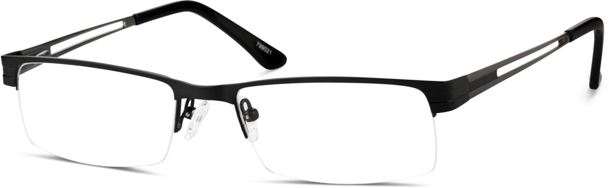 Zenni Men's Classic Rectangle Prescription Glasses Half-Rim Black Stainless Steel Frame