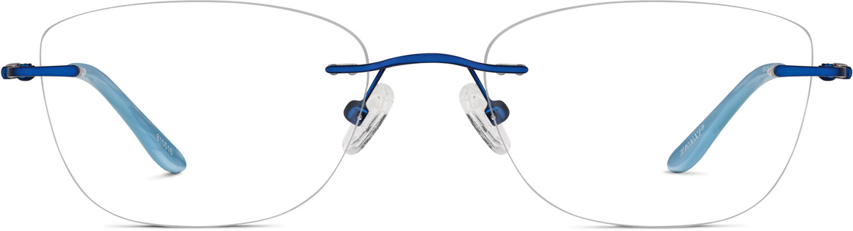 Blue Customizable Rimless Glasses
