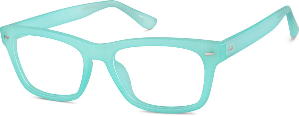 Angle view of Glow-in-the-Dark Rectangle Glasses 8110216 in Teal