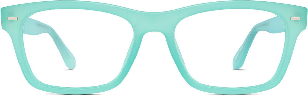 Front view of Glow-in-the-Dark Rectangle Glasses 8110216 in Teal