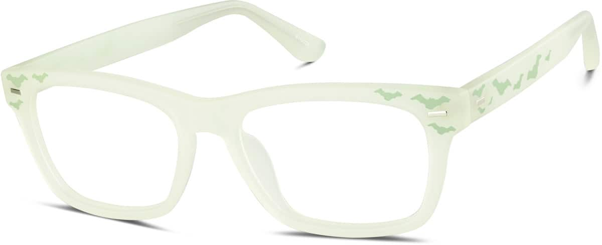 Angle view of Glow-in-the-Dark Rectangle Glasses 8110224 in Pale Green