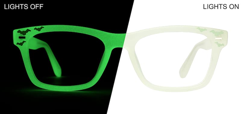 Pale Green Glow-in-the-Dark Rectangle Glasses