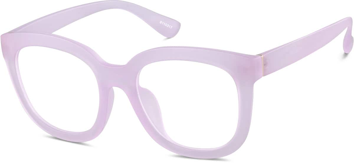 Angle view of Glow-in-the-Dark Square Glasses 8110317 in Purple/ Green Glow