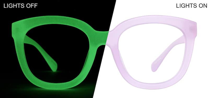 Purple/ Green Glow Glow-in-the-Dark Square Glasses