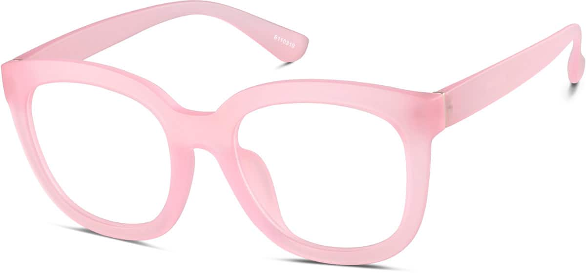 Angle view of Glow-in-the-Dark Square Glasses 8110319 in Pink/ Green Glow