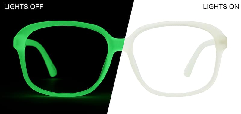 Green Glow Glow-in-the-Dark Square Glasses