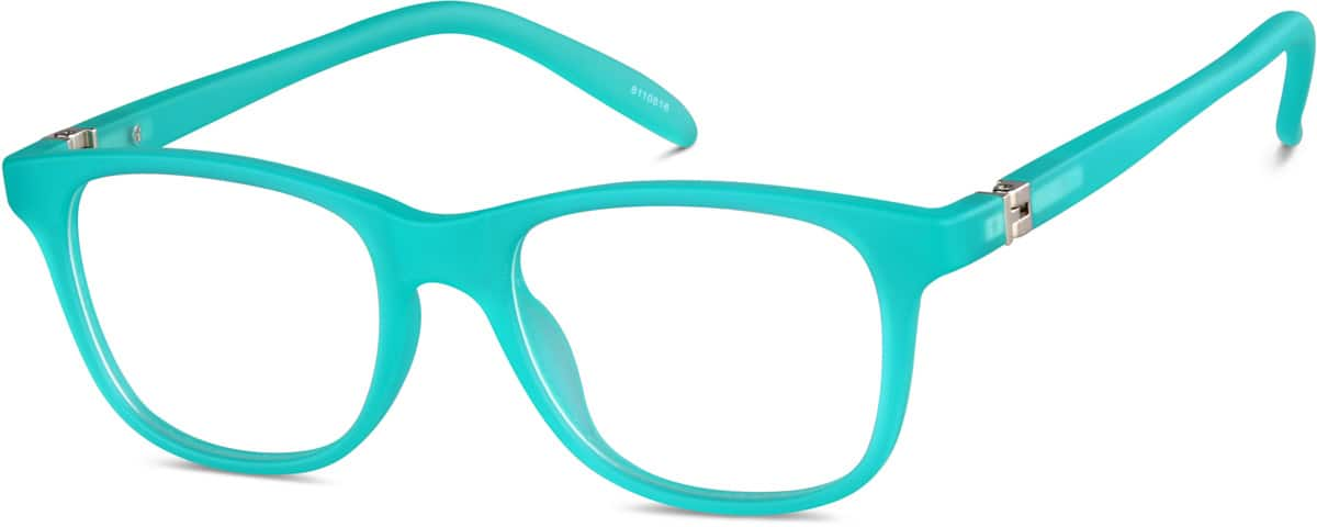 Angle view of Kids' Glow-in-the-Dark Square Glasses 8110616 in Blue/ Green Glow