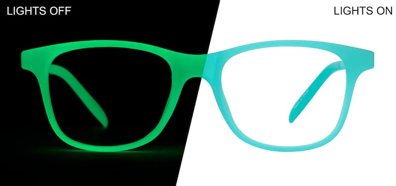 Blue/ Green Glow Kids' Glow-in-the-Dark Square Glasses