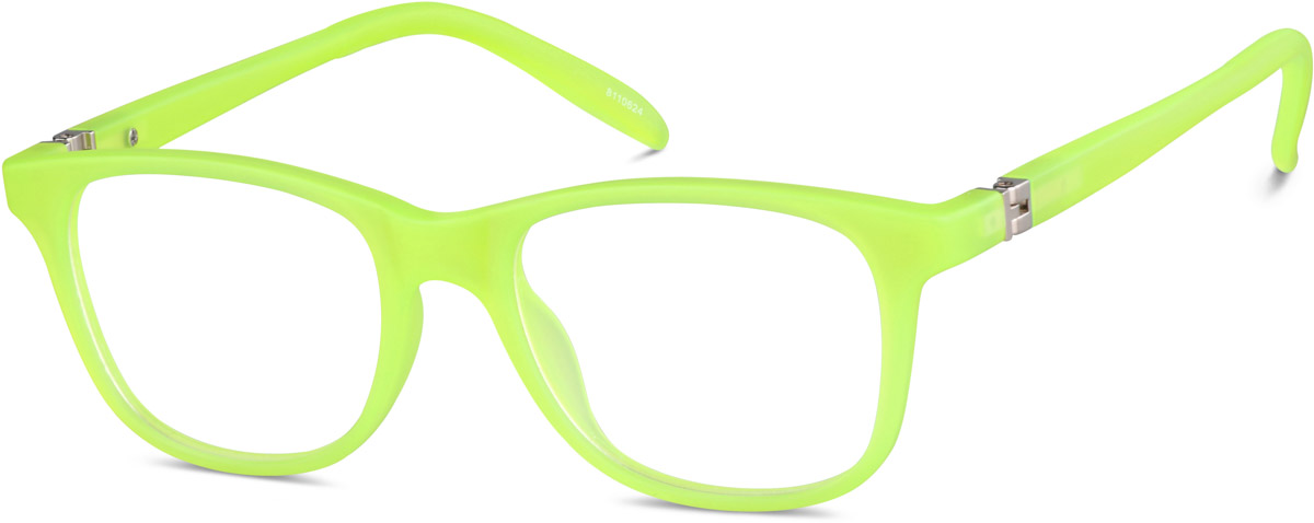 Green/ Green Glow Kids' Glow-in-the-Dark Square Glasses #8110624 | Zenni Optical