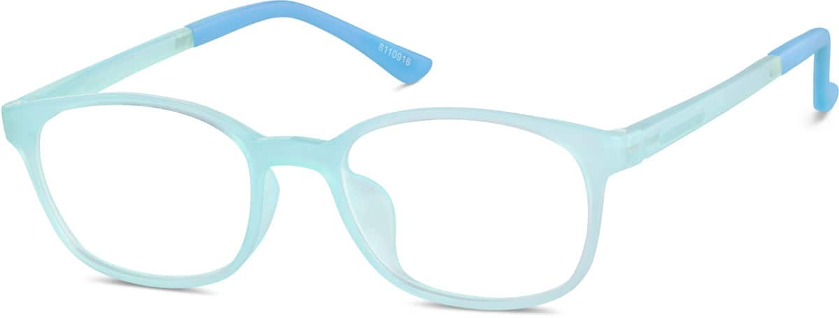 Angle view of Kids' Glow-in-the-Dark Rectangle Glasses 8110916 in Blue/ Green Glow