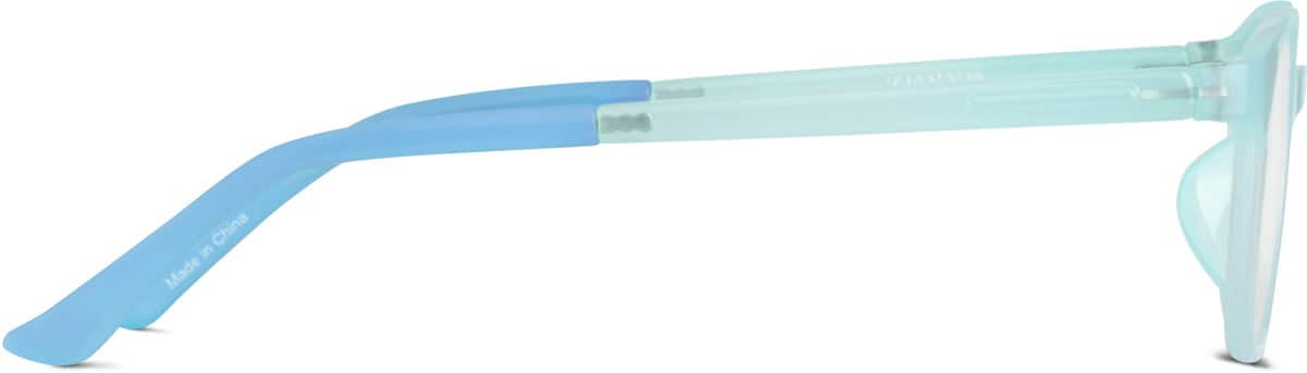 Side view of Kids' Glow-in-the-Dark Rectangle Glasses 8110916 in Blue/ Green Glow