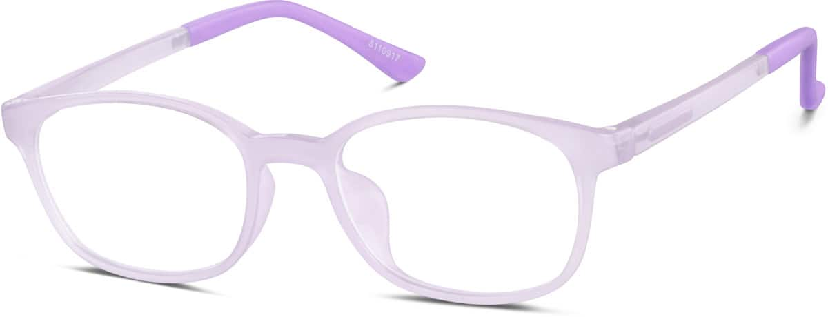 Angle view of Kids' Glow-in-the-Dark Rectangle Glasses 8110917 in Purple/ Green Glow