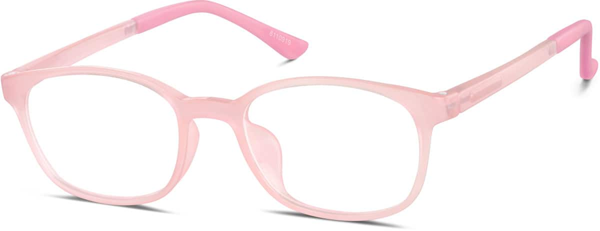 Angle view of Kids' Glow-in-the-Dark Rectangle Glasses 8110919 in Pink/ Green Glow