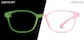 Front view of Kids' Glow-in-the-Dark Rectangle Glasses 8110919 in Pink/ Green Glow thumbnail