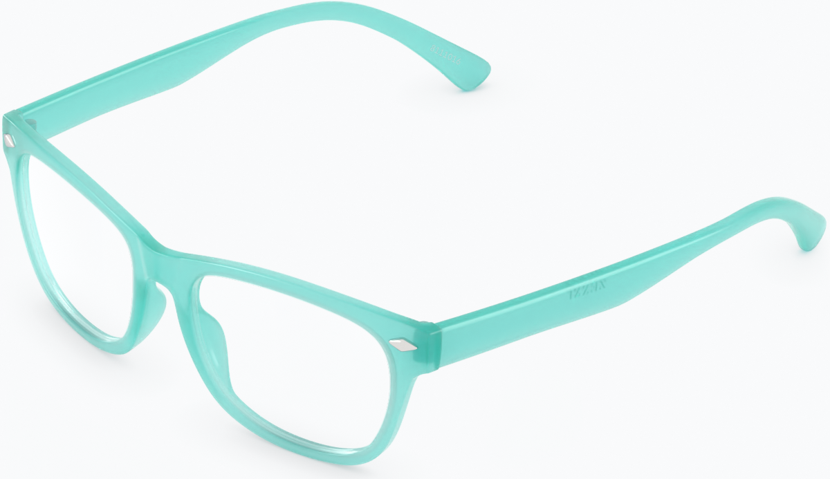 Angle view of Glow-in-the-Dark Rectangle Glasses 8111016 in Teal/Green Glow thumbnail