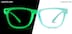 Glow-in-the-Dark Rectangle Glasses 8111016 in Teal/Green Glow