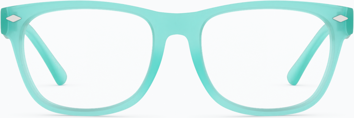 Front view of Glow-in-the-Dark Rectangle Glasses 8111016 in Teal/Green Glow thumbnail