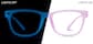 Front view of Glow-in-the-Dark Rectangle Glasses 8111017 in Purple/Blue Glow thumbnail