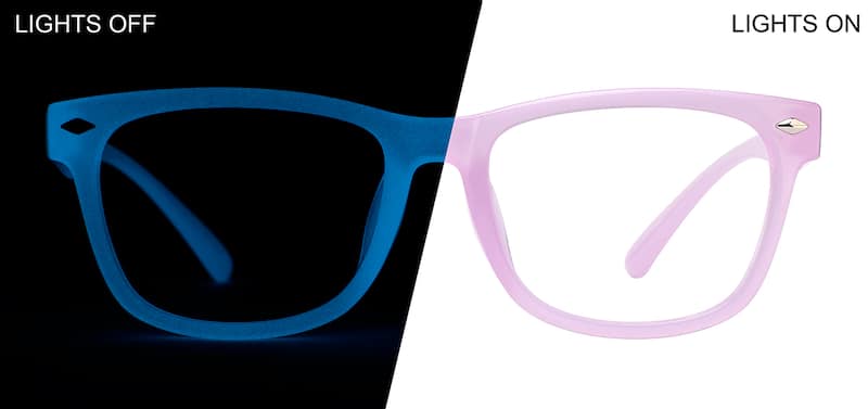Purple/Blue Glow Glow-in-the-Dark Rectangle Glasses