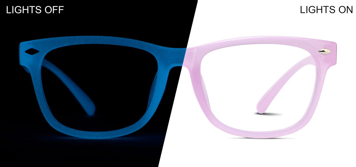 Purple/Blue Glow Glow-in-the-Dark Rectangle Glasses