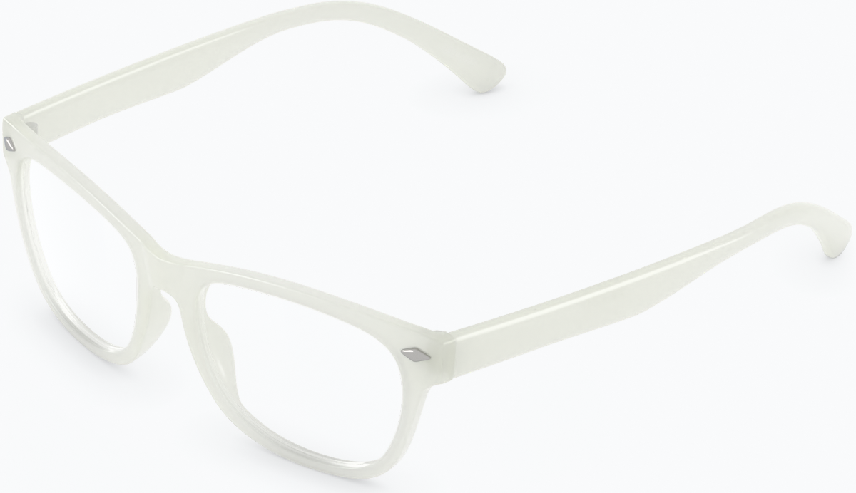 Angle view of Glow-in-the-Dark Rectangle Glasses 8111023 in Clear/Blue Glow thumbnail
