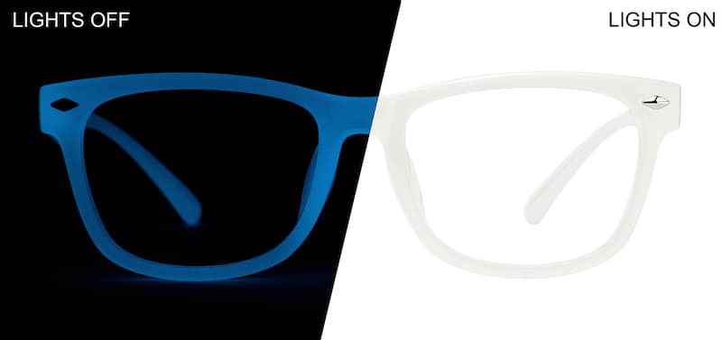 Clear/Blue Glow Glow-in-the-Dark Rectangle Glasses