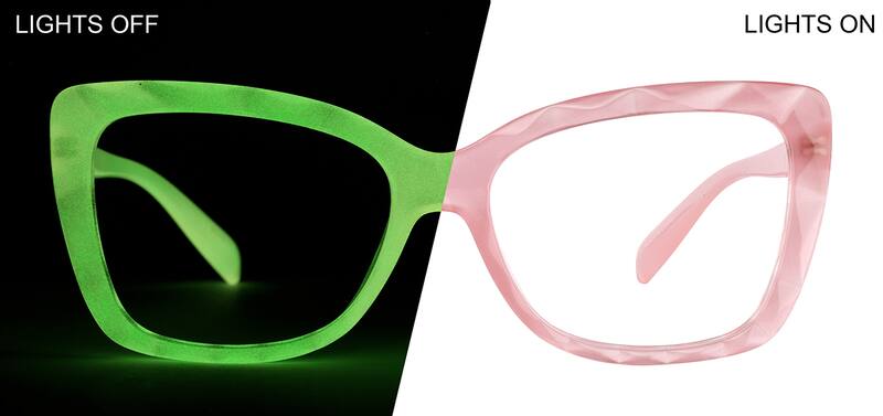 Pink/Green Glow Glow-in-the-Dark Rectangle Glasses