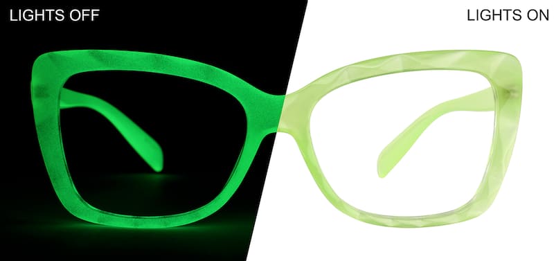 Yellow/Green Glow Glow-in-the-Dark Rectangle Glasses