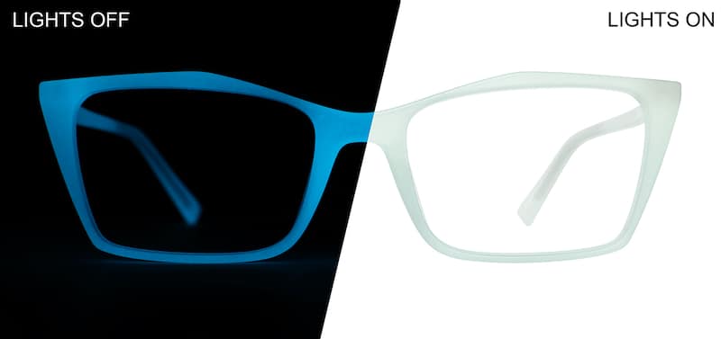Pale Blue Glow-in-the-Dark Rectangle Glasses