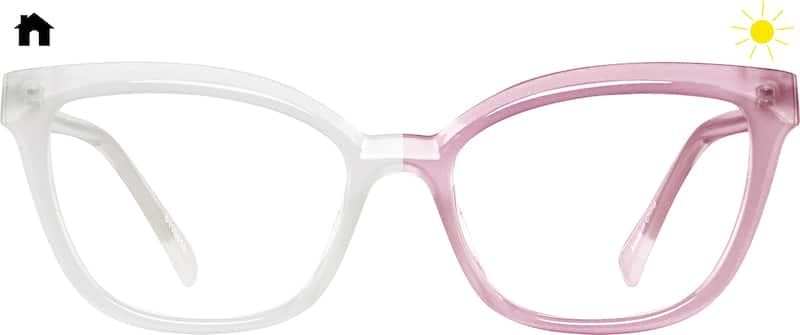 Pink Sunlight-Activated Cat-Eye Glasses